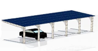 Solar Carport - Single Row ‏(Cantilever-up)